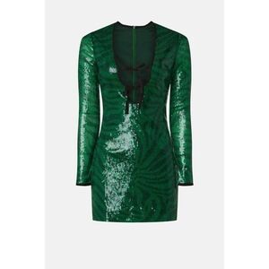 The Wof Gang Green Sequin Long Sleeve Dress